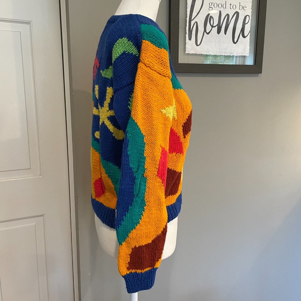 Vintage Jack Winter Petite Vibrant Colors Abstract Women’s Sweater Small - Picture 3 of 11